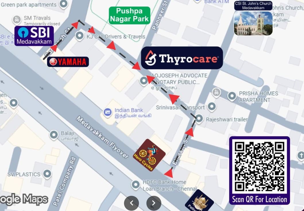 Surroundings of Thyrocare Medavakkam branch near VGP Pushpa Nagar Park
